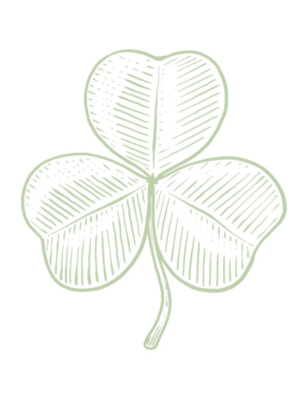 A drawing of a shamrock with green lines.